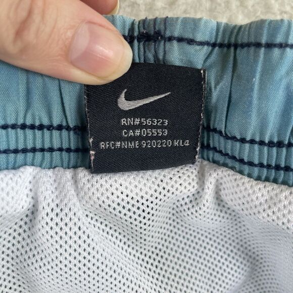 Nike Swim Trunks Shorts Mens Large Elastic Waistband Mesh Lined Zip Pocket Blue - Picture 10 of 12